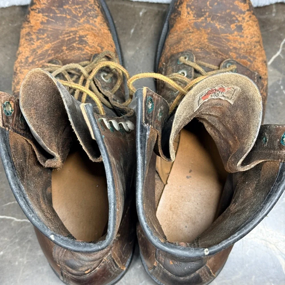 Vintage Red Wing SuperSole Boots Men 10 Brown Leather Made In USA Distressed